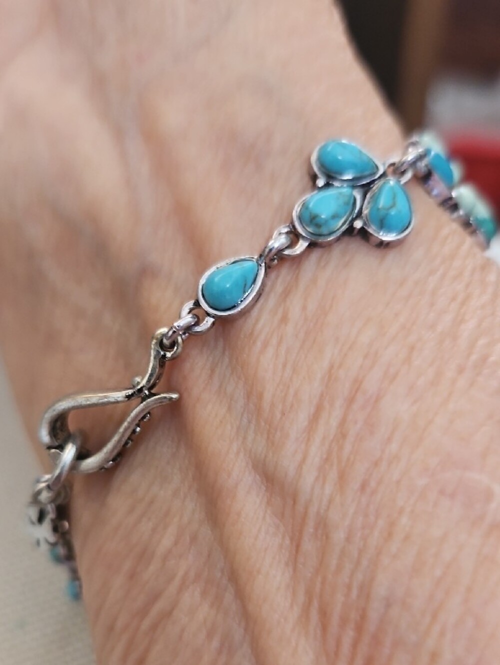 Lucky Brand Turquoise and Mint Green Stone Silver Tone Bracelet - Picture 2 of 9